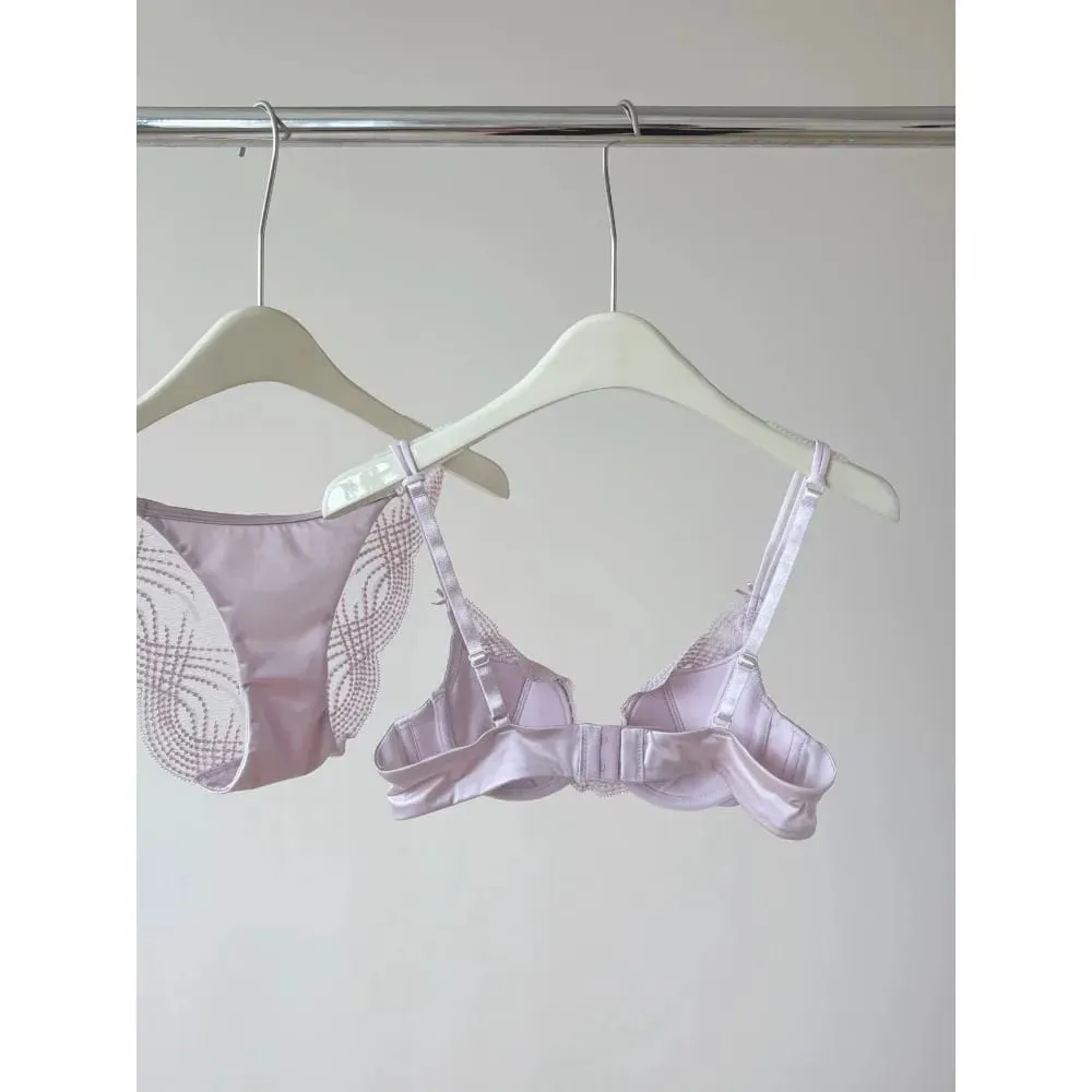 Set intimo mezza coppa Donna Coppa sottile Push Up Reggiseno morbido con ferretto Slip Piccolo petto Raccogliere Supporto laterale Biancheria intima anticedimento 32‑38 — image 5