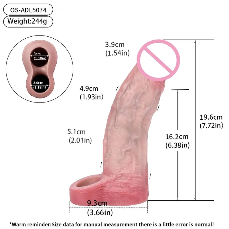 Reusable Penis Sleeve with Realistic Closed Head And Cock Ring Dick Enlargement Comdom Delay Ejaculation Sex Toys for Men — image 10