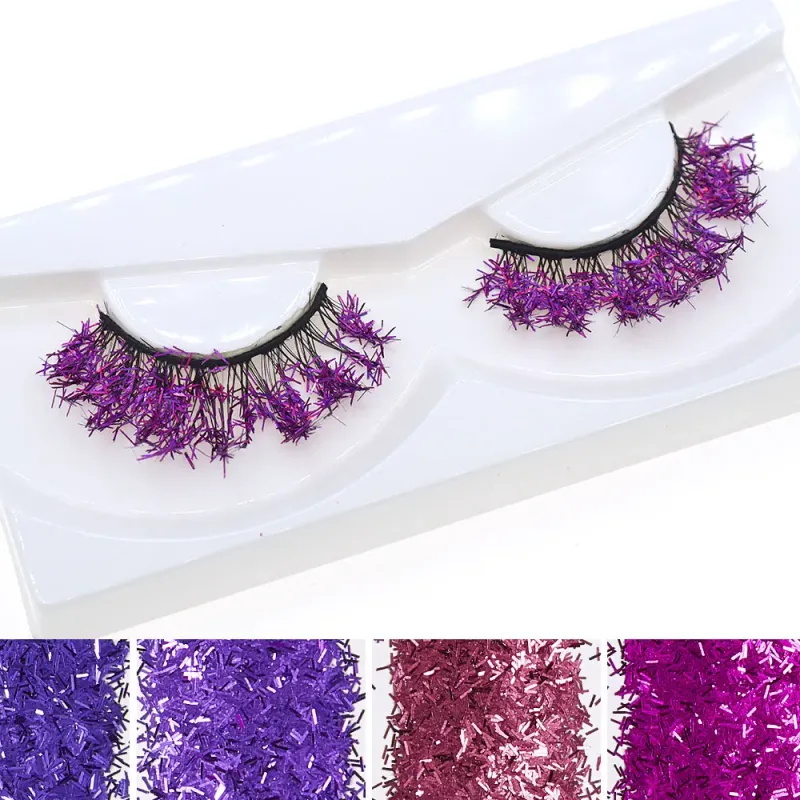 Ciglia bianche Trucco cosplay Ciglia finte naturali con strisce incrociate lunghe — image 18