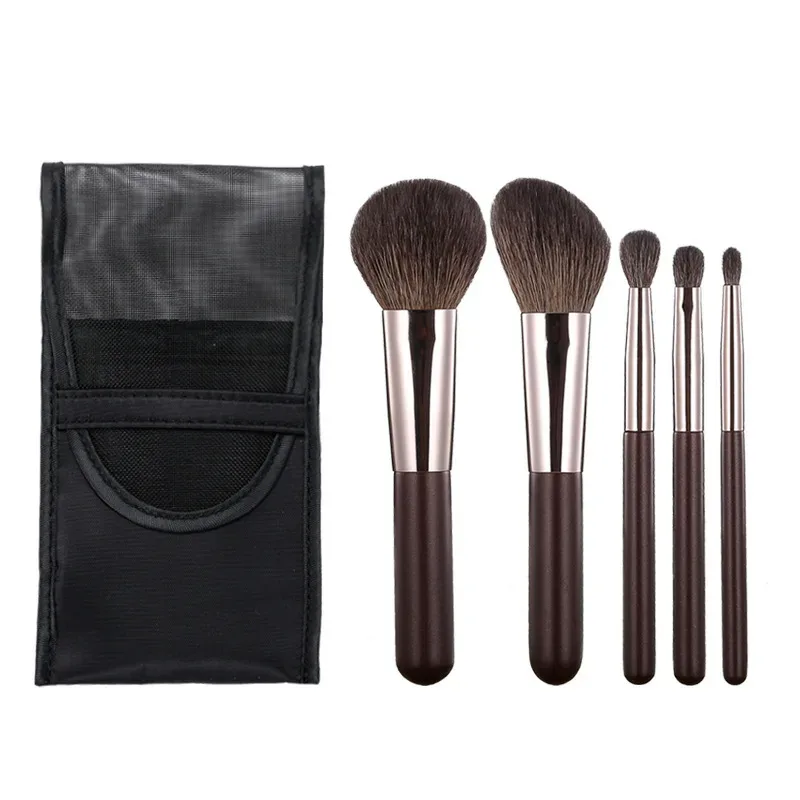 Ensemble de Mini pinceaux de maquillage, 5 pièces, ombre à paupières, fond de teint, poudre, correcteur de cils, lèvres, Blush, poils naturels, ensemble Portable de voyage — image 7