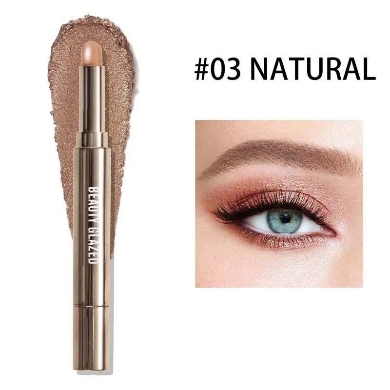 10 สี Double Ended Eye Shadow Stick พร้อมแปรงฟองน้ำ Pearlescent อายแชโดว์ยาวนานปากกา Contouring แบบพกพาแต่งหน้าเครื่องสำอาง — image 13