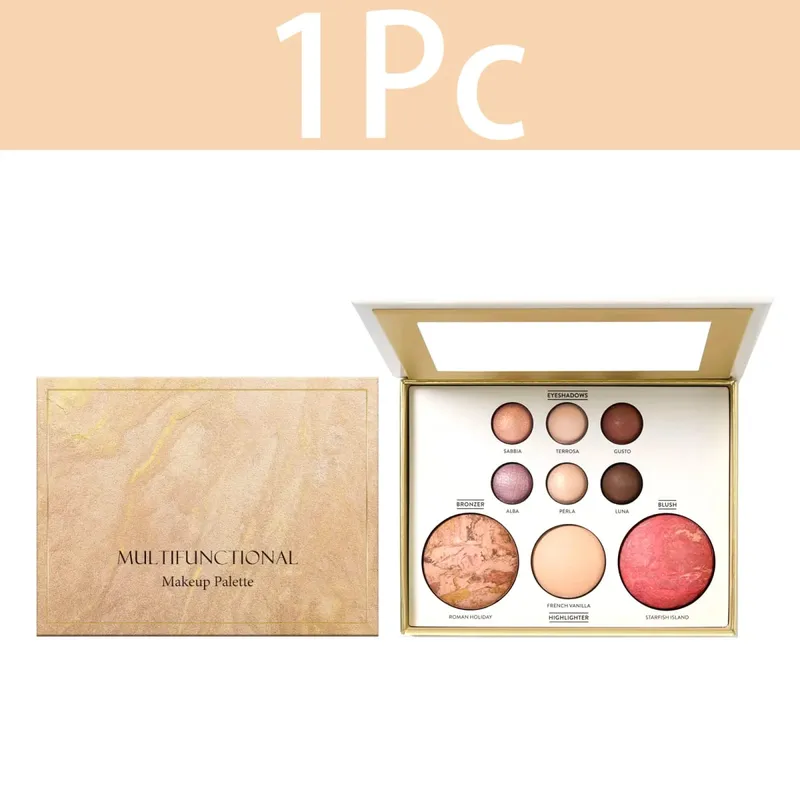 Paletka makeupu Zvýrazňovač očních stínů Blush Bronzer All-in-One Paletka na obličej Třpytivá matná cestovní velikost kosmetická sada Vánoční dárek