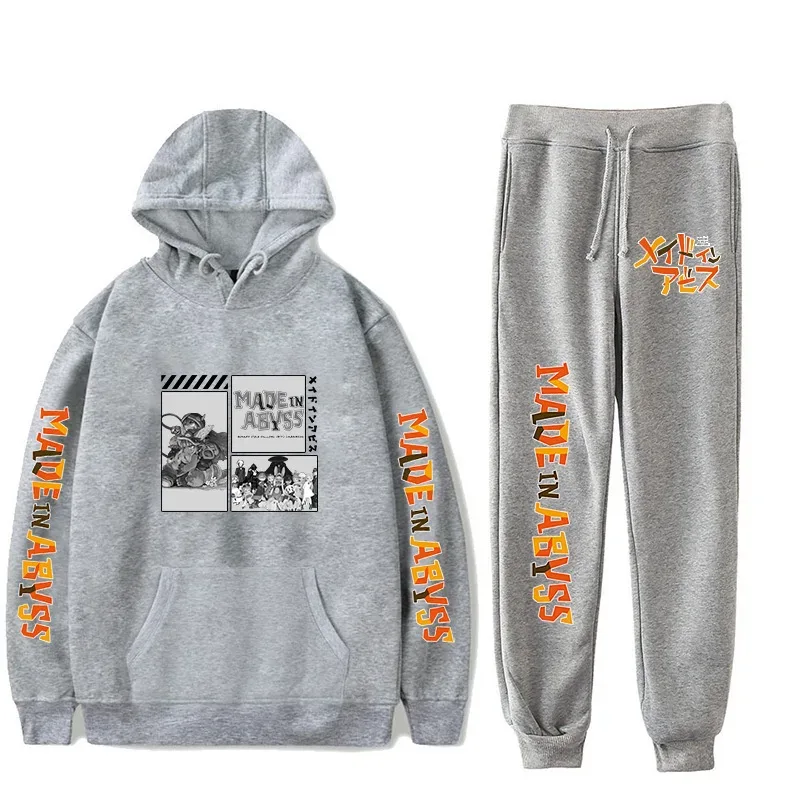 Harajuku Comfortable Made in abyss Print Sweatshirt Sweatpants Suit Men/Women Hoodies+ Trousers Suit Cute 2 Piece Set Clothes — image 44