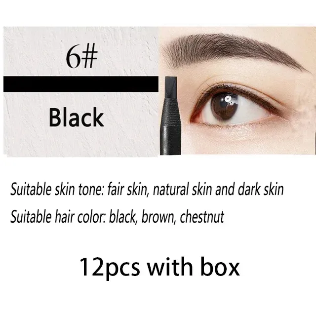 6/12PCS ดินสอเขียนคิ้ว Hard Core ขายส่งแต่งหน้าดึงสาย Haozhuang ยี่ห้อถาวร Peel off สีขาวสีดำกันน้ำธรรมชาติ — image 8