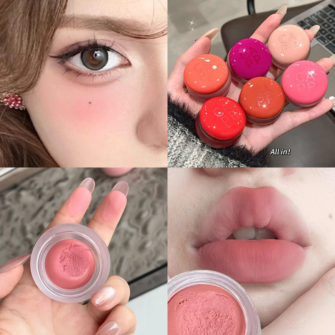Enlatado lábio lama névoa batom hidratante veludo fosco mousse sólido brilho labial bochecha blush creme matiz lábios maquiagem cosméticos coreano — image 3