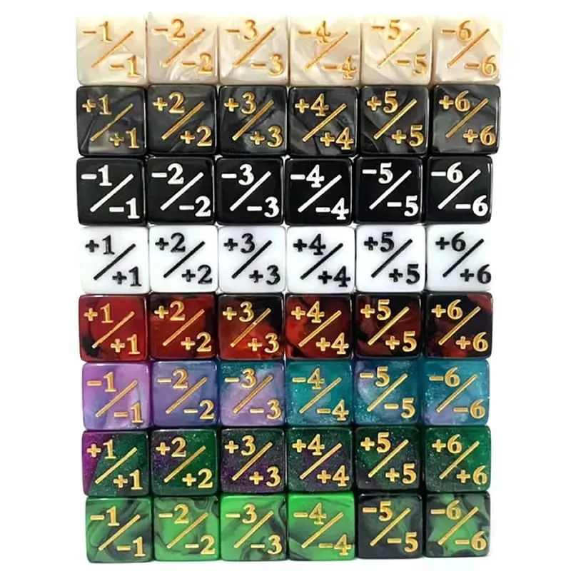 10Pcs 16mm 6 Pembilang Dadu Sebelah +1/-1 Dadu Mainan Kanak-kanak Mengira Dadu Untuk Magic The Gathering Card Token Permainan & Hadiah Mainan Kesetiaan — image 6