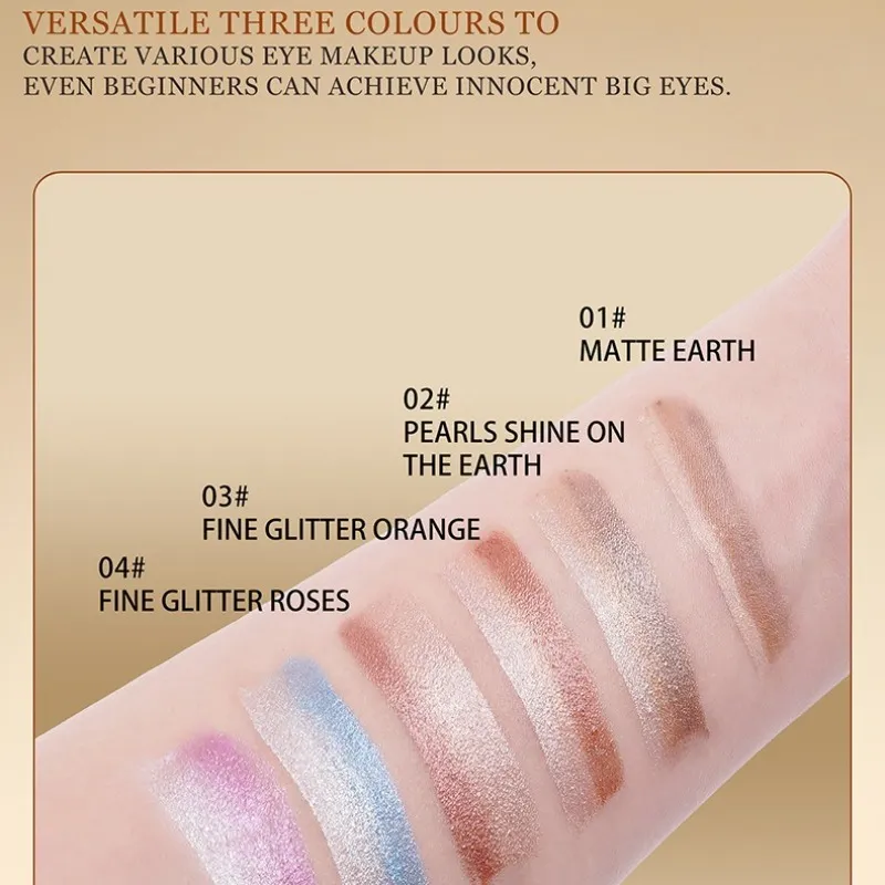 Bâton d'ombre à paupières nacré mat 3 couleurs, imperméable, brillant Durable, maquillage pour les yeux fumé, cosmétiques, bâton d'ombre à paupières longue durée — image 7