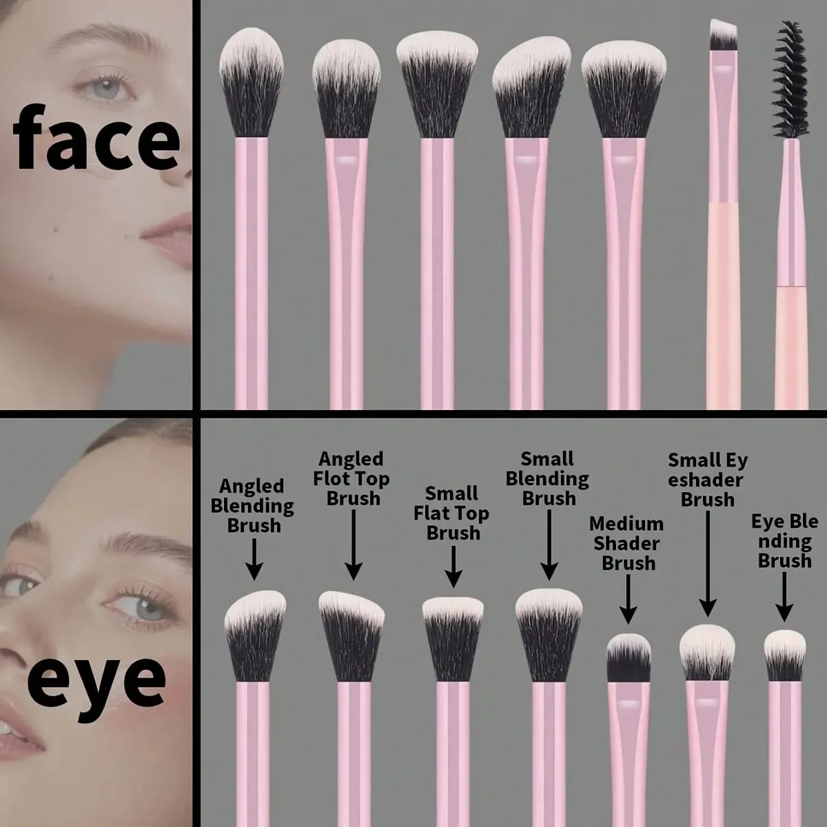 13 buah Set Kuas Rias Profesional Kuas Wajah & Mata Lembut untuk Foundation Concealer Pencampur dan Penyorot Eyeshadow