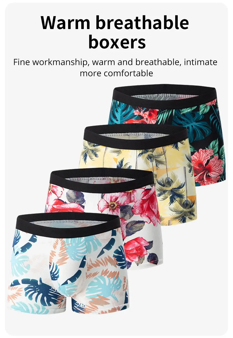 4-Piece Men'S Fashionable And Charming Flower Underwear Comfortable And Breathable Crotch Boxers Teenagers Plus Size Underwear. 3256807037417234 — image 7