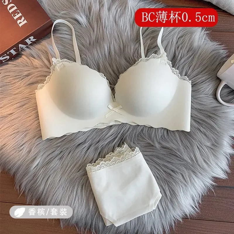 セクシーDrahtloses, nahtloses BH-Set für Damen, einteiliger Push-Up-Büstenhalter, kleine Brust, seitliche Unterstützung, Anti-Sag, weiche Damenunterwäsche — image 14