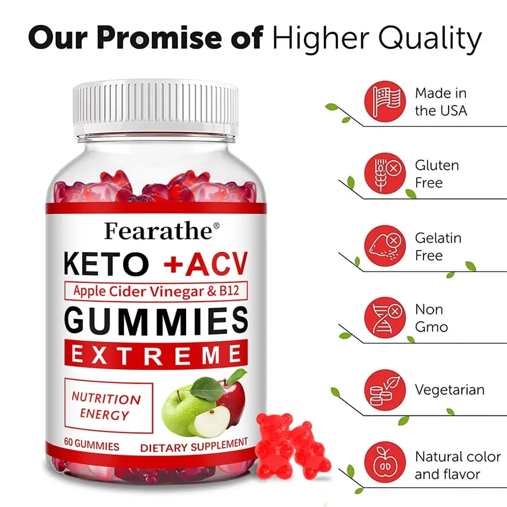 Fearathe Slimming Keto Aceto di mele Gummies Integratore Perdita di peso Riduce l'ansia e lo stress Aumenta il sistema immunitario — image 5