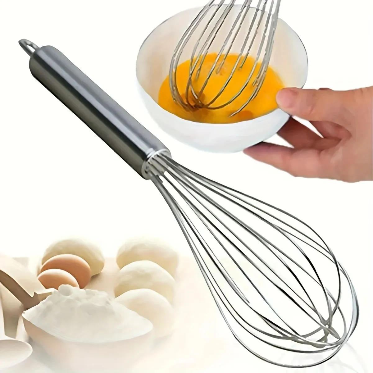 Fouet manuel en acier inoxydable, ustensile de cuisson moderne et Simple, Durable, résistant à la rouille, facile à fouetter, œufs, pâte à crème, facile à nettoyer, pour la cuisine à domicile, pour les amateurs de pâtisserie, gâteaux faits maison, desserts, Gadget d'agitation, 1 pièce — image 2