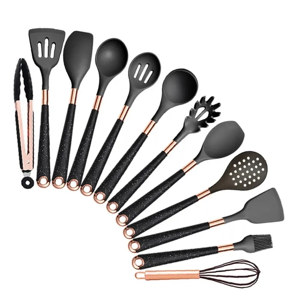Silikone køkkenredskaber sæt non-stick non-stick varmebestandig spatel ske rose guld håndtag med spand Køkken gave — image 17