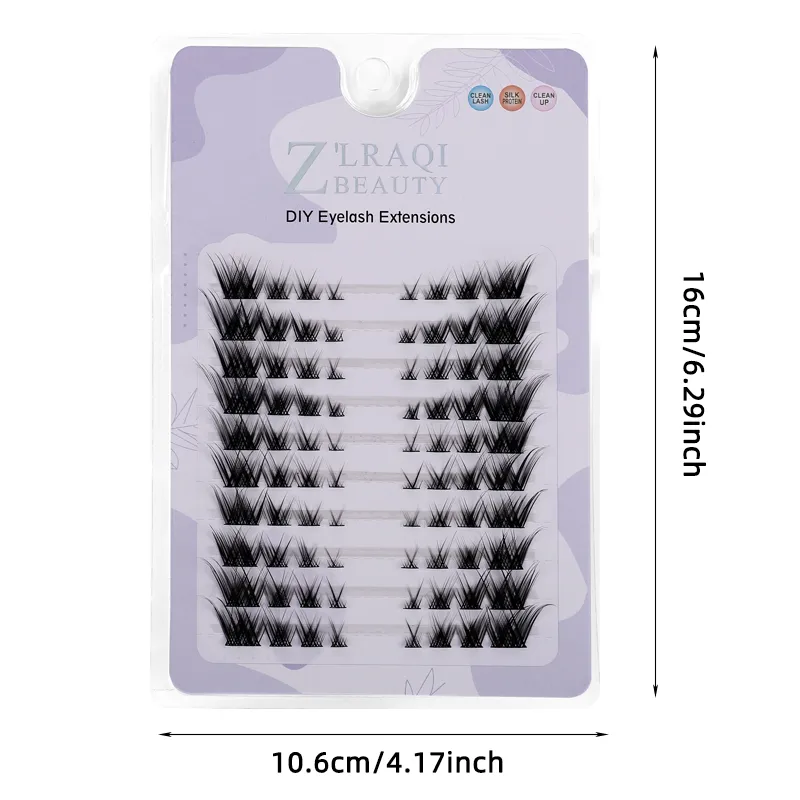 Fox Eye Fairy Lashes 10 แถว Segmental Cluster ที่มองไม่เห็น Band 3D Cat Eye Little Devil Natural Lash Extensions — image 4