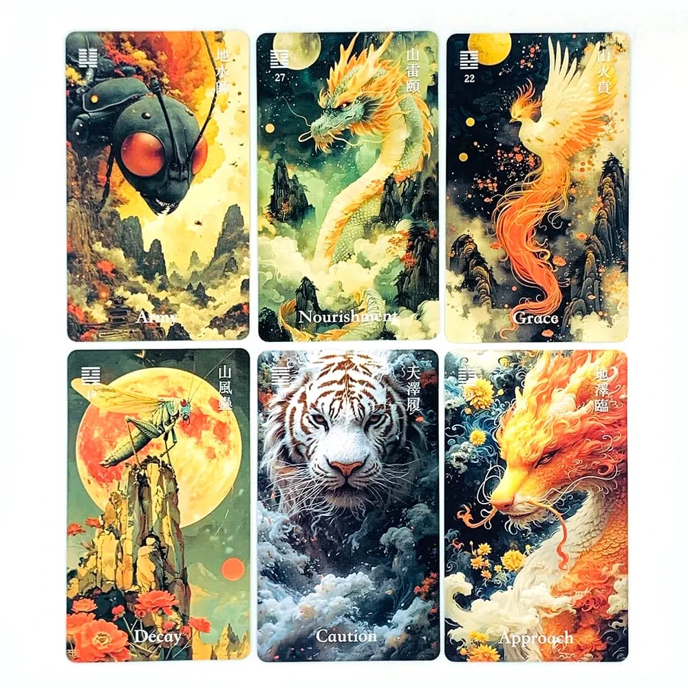 ใหม่ Oracle Dragon Deck การ์ดทำนาย 64 ใบพร้อม Hexagrams แบบดั้งเดิมและศิลปะสัตว์ลึกลับ คำแนะนำทางจิตวิญญาณและนักสะสม — image 3
