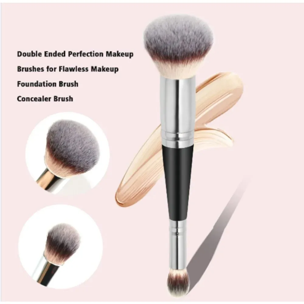 Pincéis de maquiagem profissional de cabeça dupla 2 em 1, pincel de base, corretivo, iluminador, pó, blush, ferramentas de maquiagem de beleza — image 3