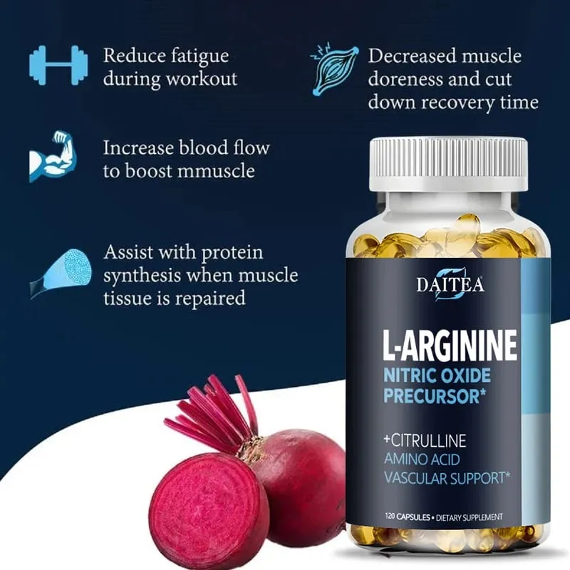 Supplément Daitea L-Arginine - Pour la force énergétique et le soutien de l'endurance pendant l'exercice | Masse musculaire sans OGM — image 2