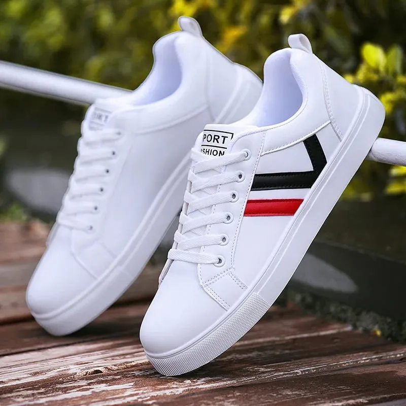 White Vulcanized Sneakers Men's Flats Comfortable Shoes Lace up Zapatillas Hombre Autumn Spring Fashion Sneakers Drop Shipping — image 8