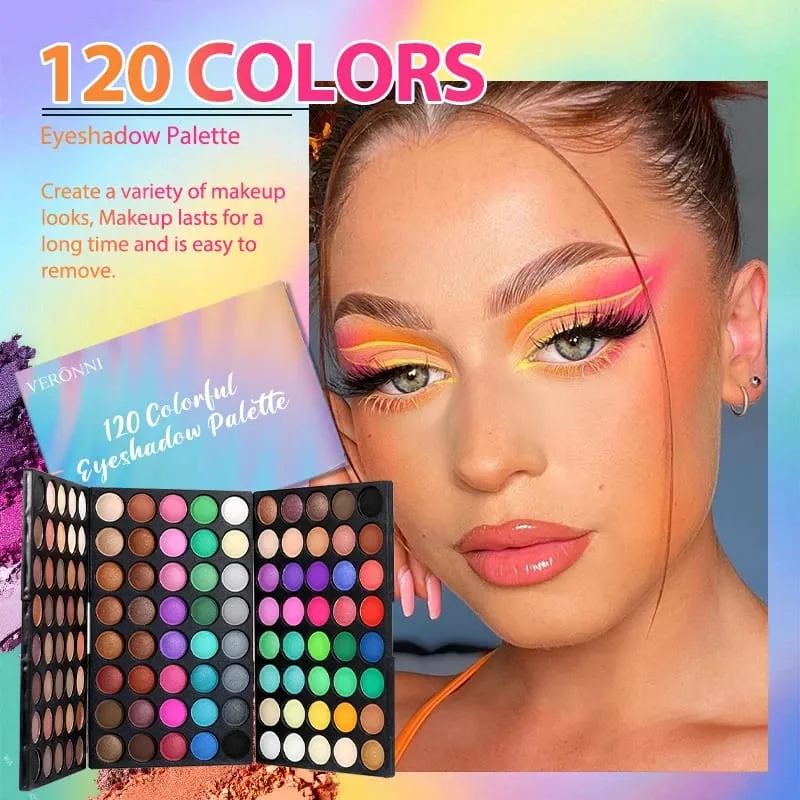 Ensembles de maquillage, Palette de fards à paupières 120 couleurs, avec 8 pinceaux et 2 planches pour le visage, pour débutants, 4 pièces — image 5