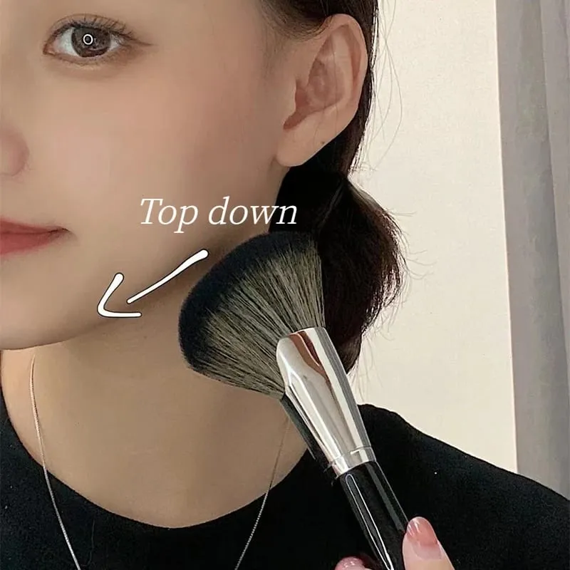 Pennello per scolpire nero Pennelli per trucco professionale Grandi cosmetici per il viso Cont Bronzer Pennello per fard in polvere obliquo Strumenti per il trucco del viso — image 3
