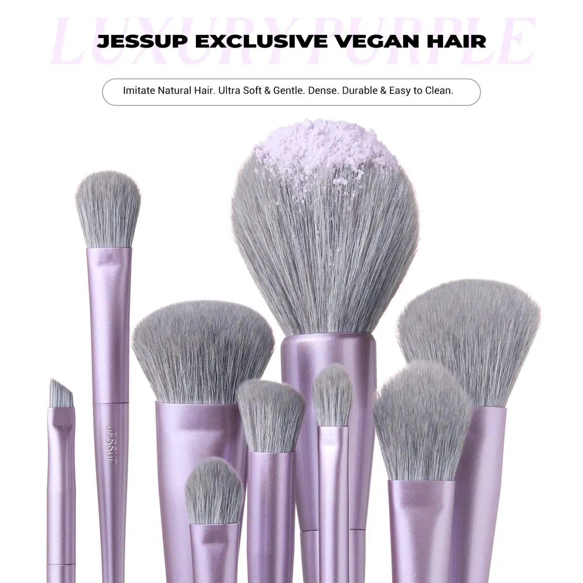 Jessup – ensemble de pinceaux de maquillage professionnels, 14 pièces, pour fond de teint végétalien, fard à paupières, poudre de Contour, Kit de pinceaux de mélange de luxe violet T512 — image 5