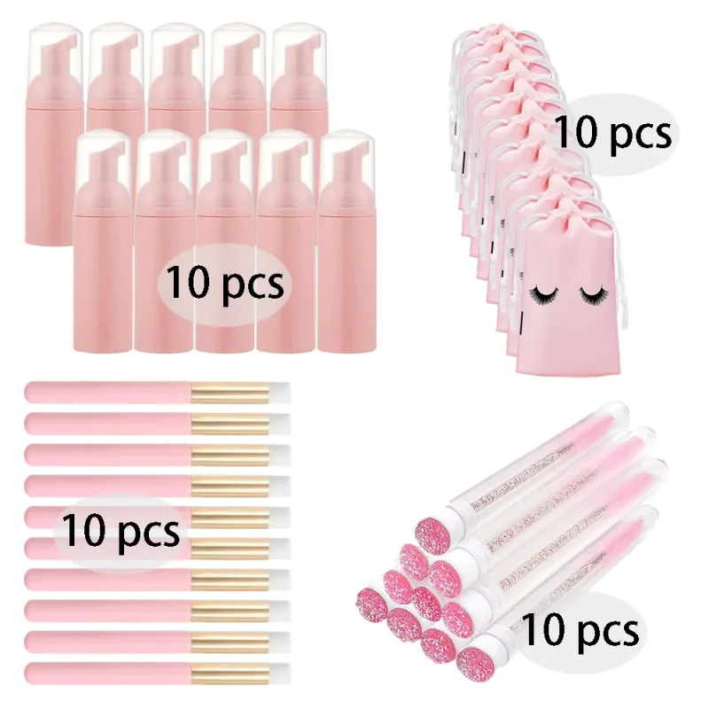 20/40Pcs 60ml Plastic Refillable Leakproof Empty Foam Pump Bottles Lash Shampoo Kit Travel Soap Dispenser Face Wash Makeup Tools
