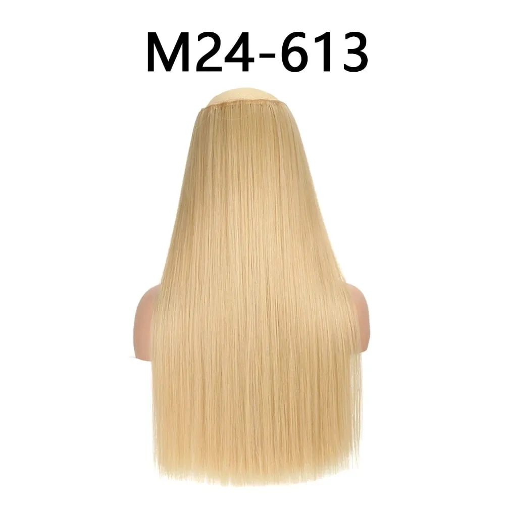 สังเคราะห์ 24 นิ้ว One Piece 5 คลิปยาวตรงทรงผมทนความร้อนปลอม Hairpiece สำหรับผู้หญิง NATURAL Brow — image 27