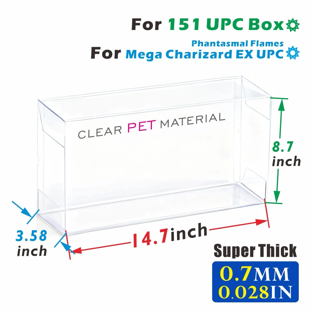 2PCS Sarung Pelindung Plastik Jelas Super Tebal 0.7mm Untuk Kotak Mega Charizard EX UPC / 151UPC — image 6