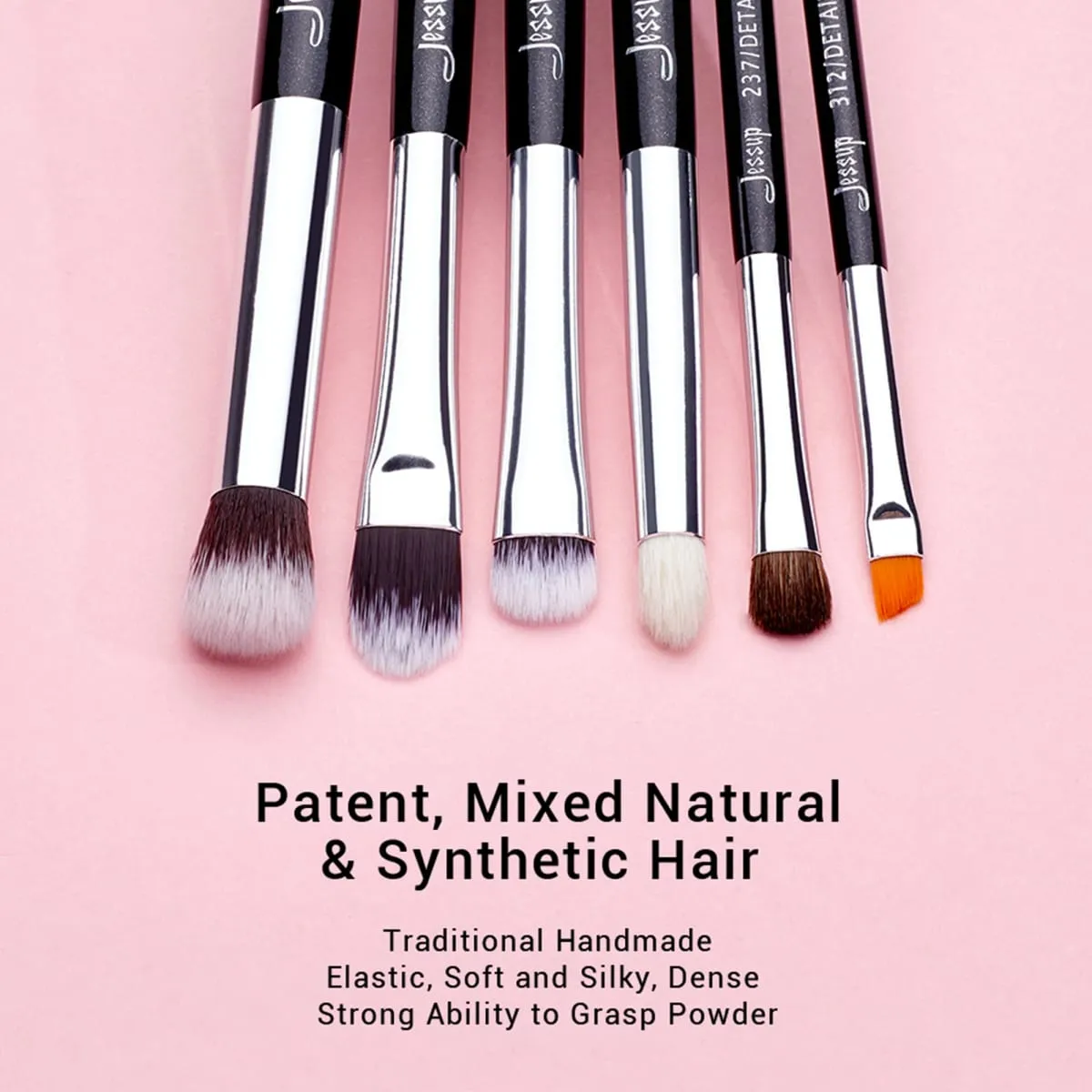 Sada štětců na líčení očí Jessup 15ks Přesný štětec na oční stíny Eyebrow EyeLiner Blending Concealer Natural Synthetic Black T177 — image 4