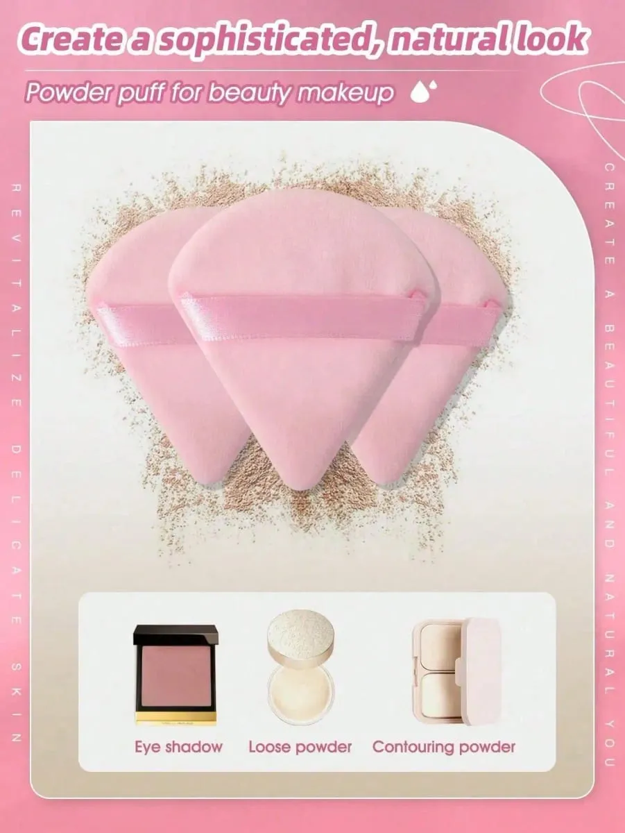20/10/3/1pc Triangular Velvet Makeup Powder Puff Facial Powder Puff Reusable Makeup Powder Puff And Eye Makeup Powder Puff — image 4