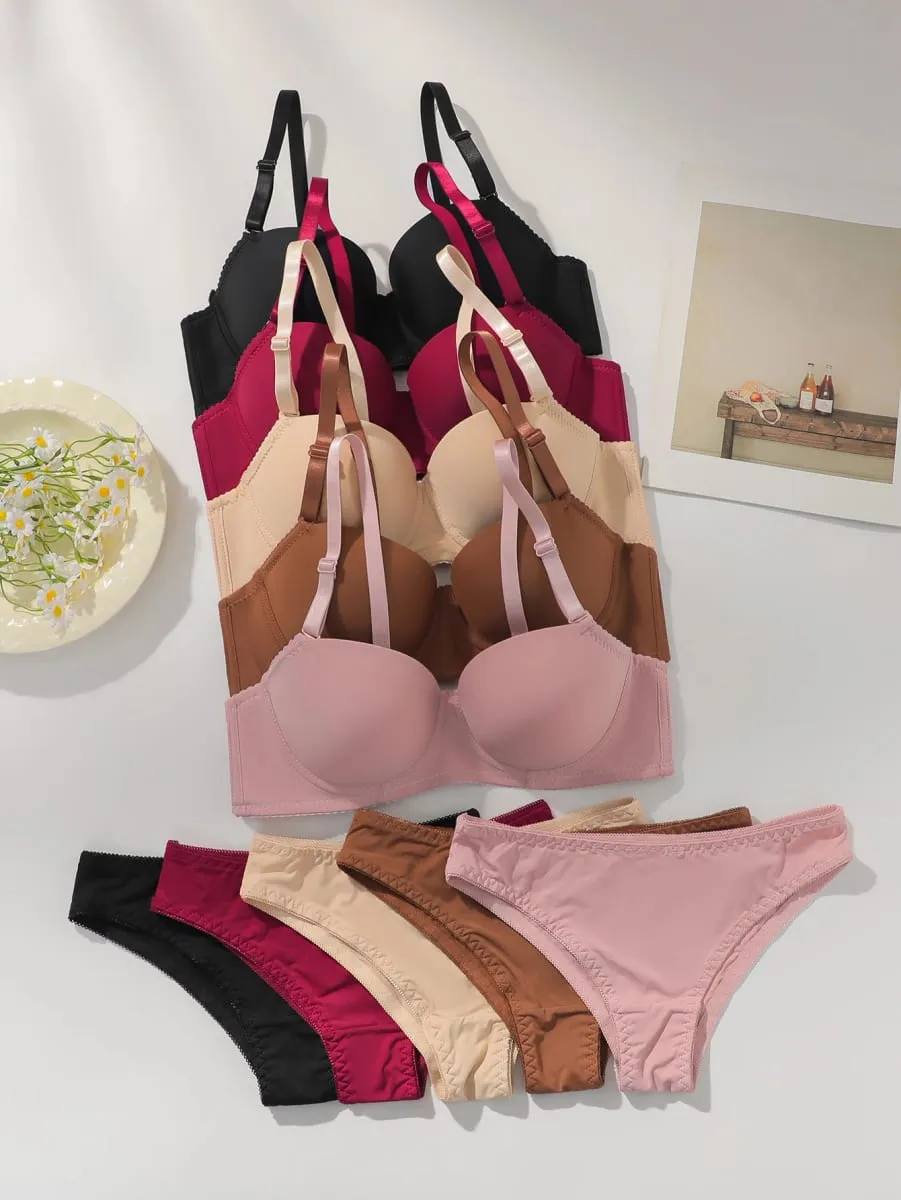 Hot selling warna solid set seluar dalam 2 helai pelbagai warna set bra empat musim setiap hari selesa dipakai Lingerie seksi 2611 — image 1
