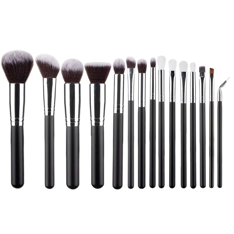 15 stk Professionelle make-up børster Sæt Makeup Power Brush Make Up Skønhedsværktøj Blødt syntetisk hår med læderetui — image 11