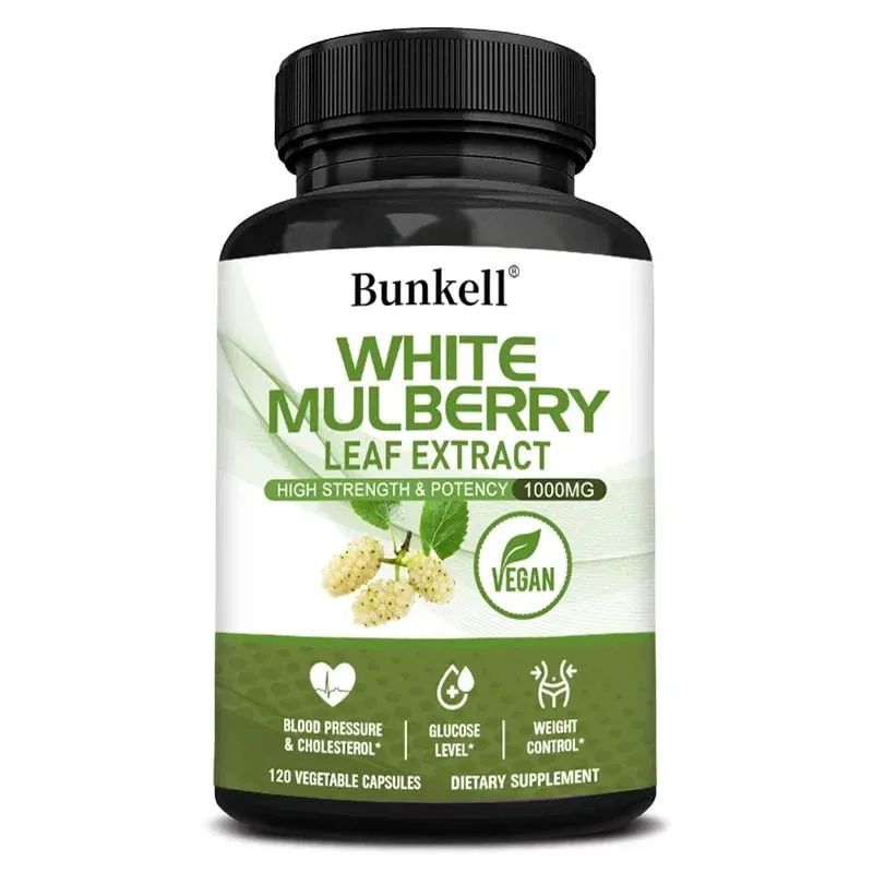 Hvidt Mulberry Leaf Extract 1000mg - 120 Kapsler Hvid Mulberry Leaf Ikke-GMO glutenfrit supplement Høj styrke og styrke