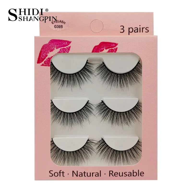 Faux Cils 3 paires de Faux Cils naturels longs en vison 3D, doux, moelleux, vaporeux, faits à la main, outils de maquillage pour les yeux, Maquiagem — image 25