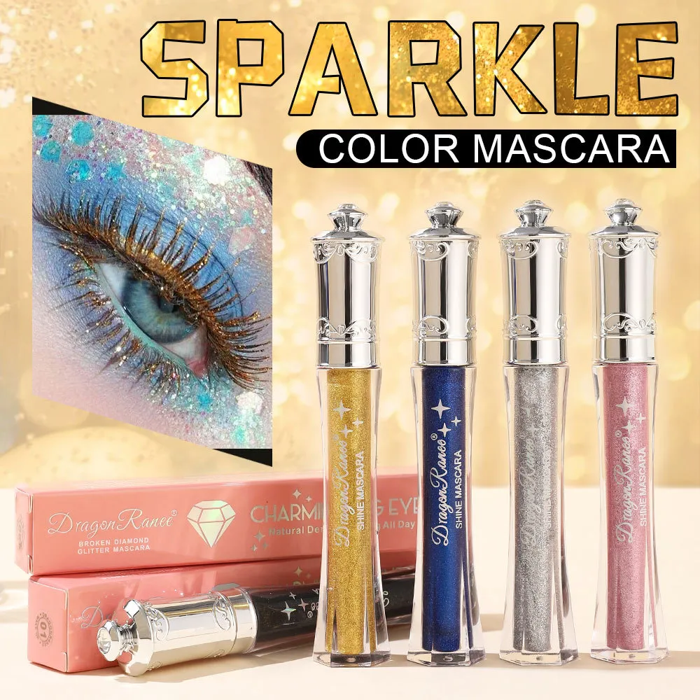 Shiny Diamond Colorful Mascara Blue Glitter Sparkling Waterproof Mascara Beauty Eyelashes Extension Quick Dry Shimmer Eye Makeup