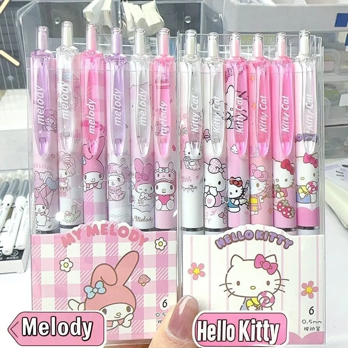 6 Stück/Set Hello Kitty Melody Limited Edition, hochwertiger Gelstift, Cartoon-Serie, schwarz, 0,5 mm, für Studenten/Büro, tägliches Briefpapier — image 6