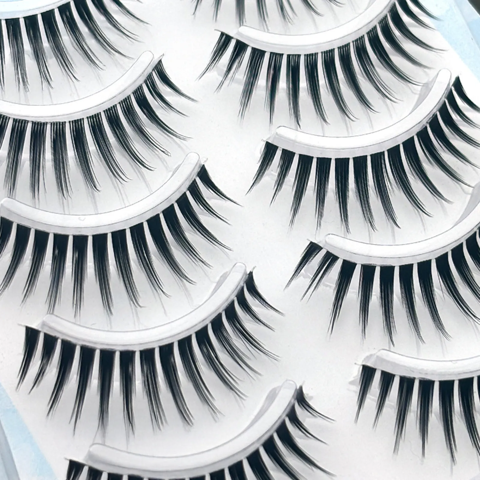 5 párů umělých řas manga v korejském stylu Přírodní špičaté Wispy tlusté prodloužení řas pro krásu očí Cosplay nástroje pro vlastní líčení — image 5