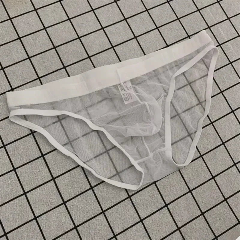 Slip da uomo ultrasottili in rete sexy completamente trasparenti Mutandine trasparenti Vedi attraverso la biancheria intima Mutande maschili ad asciugatura rapida Taglie forti — image 2