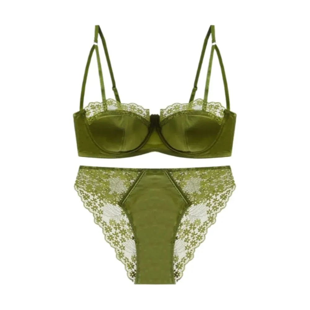 Ensemble de soutien-gorge en dentelle française confortable, demi-tasse, push-up, fin, respirant, Sexy, Lingerie pour femmes, sous-vêtements, soutien-gorge, culotte, costume S-XL — image 6