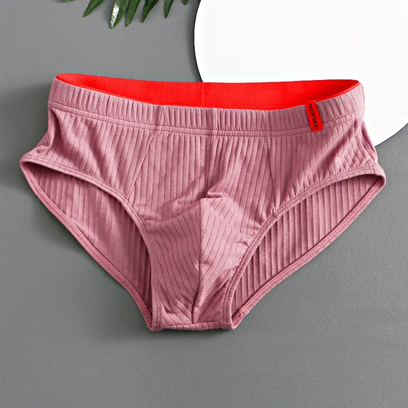 1/3PCS 남자 팬티 중반 허리 탄성 부드러운 통기성 방부제 U 볼록 스트라이프 솔리드 컬러 캐주얼 남자 속옷 속옷 남자 — image 28