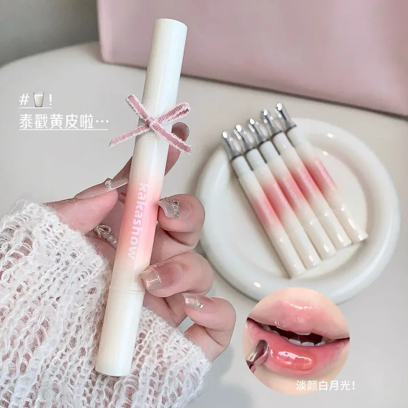 Kakashow Rossetto idratante a specchio (punta di pennello in ferro) Lucidalabbra in gel Lucidalabbra idratante in 6 tonalità nude naturali Cosmetici — image 3