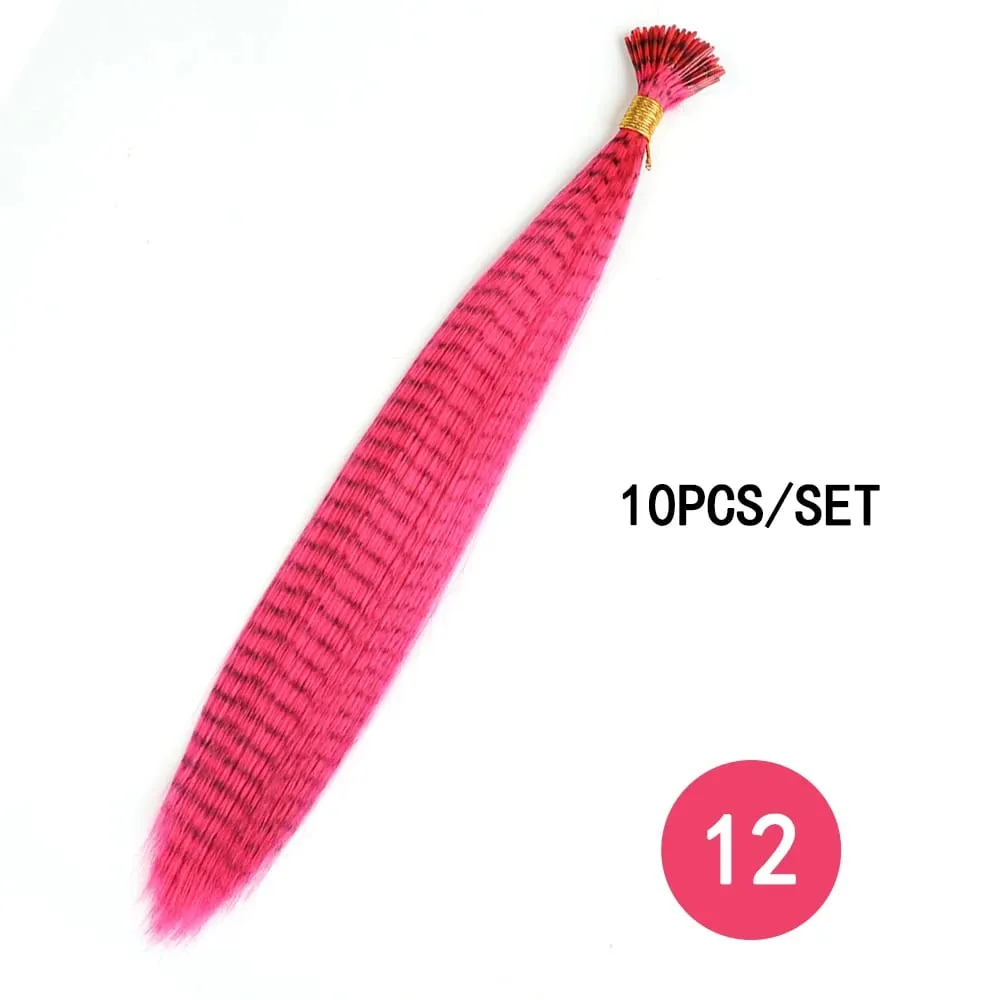 Estensioni dei capelli con piume sintetiche colorate 16 pollici 10 pezzi/pacco blu viola per le donne Parrucchino di piume Zebra Line — image 19