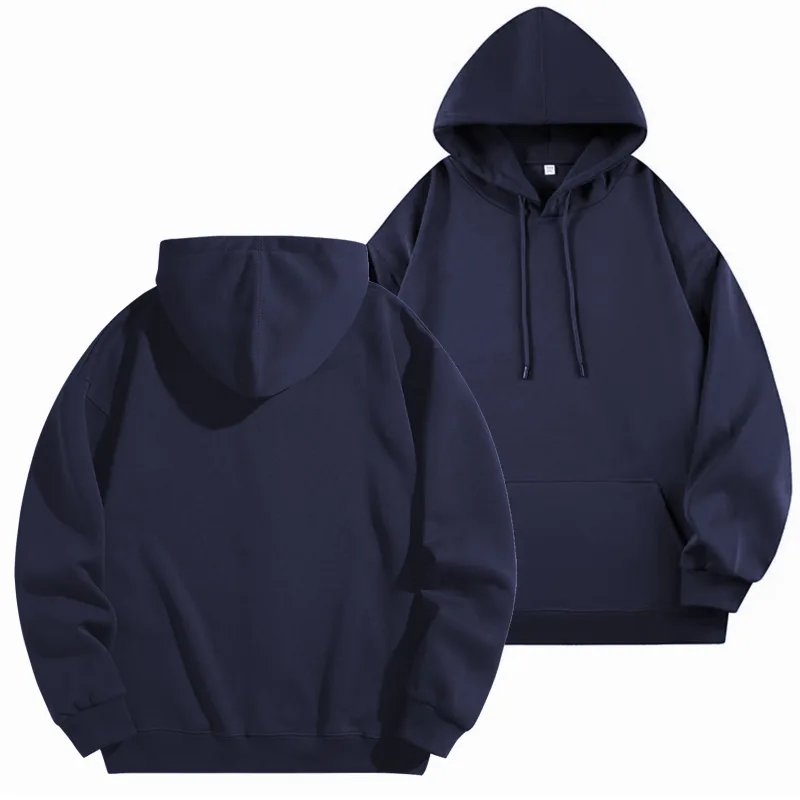 DIY Custom Logo Black Hooded Sweatshirt Pure Cotton Long-Sleeved Pullover Casual Top for Men And Women Autumn Winter Fashion — image 14
