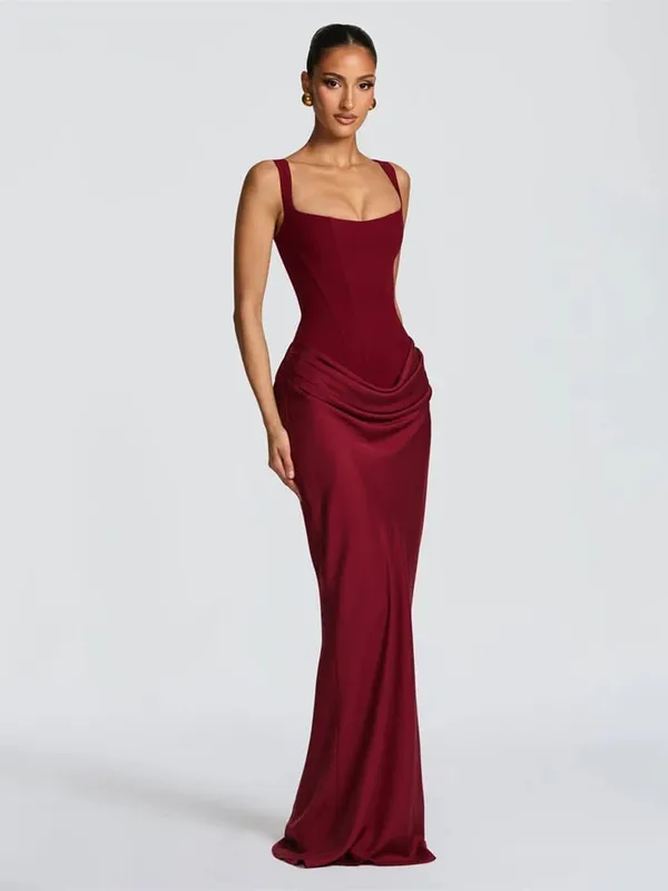 Robe plissée sans bretelles pour femmes, couleur unie, dos nu, épaules dénudées, taille haute, fendue, Sexy, robe de soirée, été, 2026 — image 13