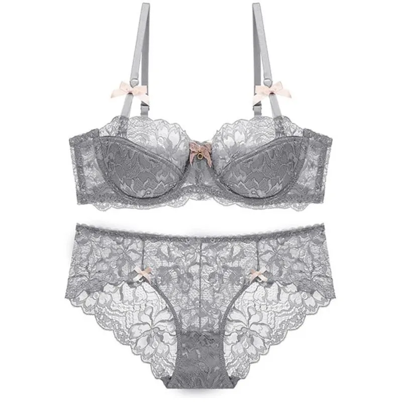 Adjustable Strap Underwire Lingerie Set for Women 2Pcs Floral Lace Bra and Panty — image 5
