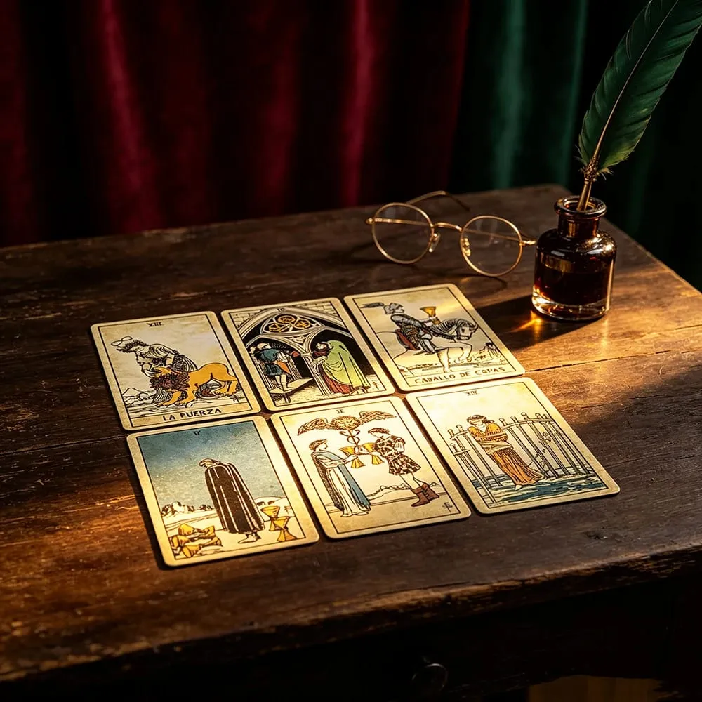 Vintage Español Tarot Deck 78 Tarot Cards Spansk version Fortune Telling Divination Brætspil Kortspil for begyndere — image 5