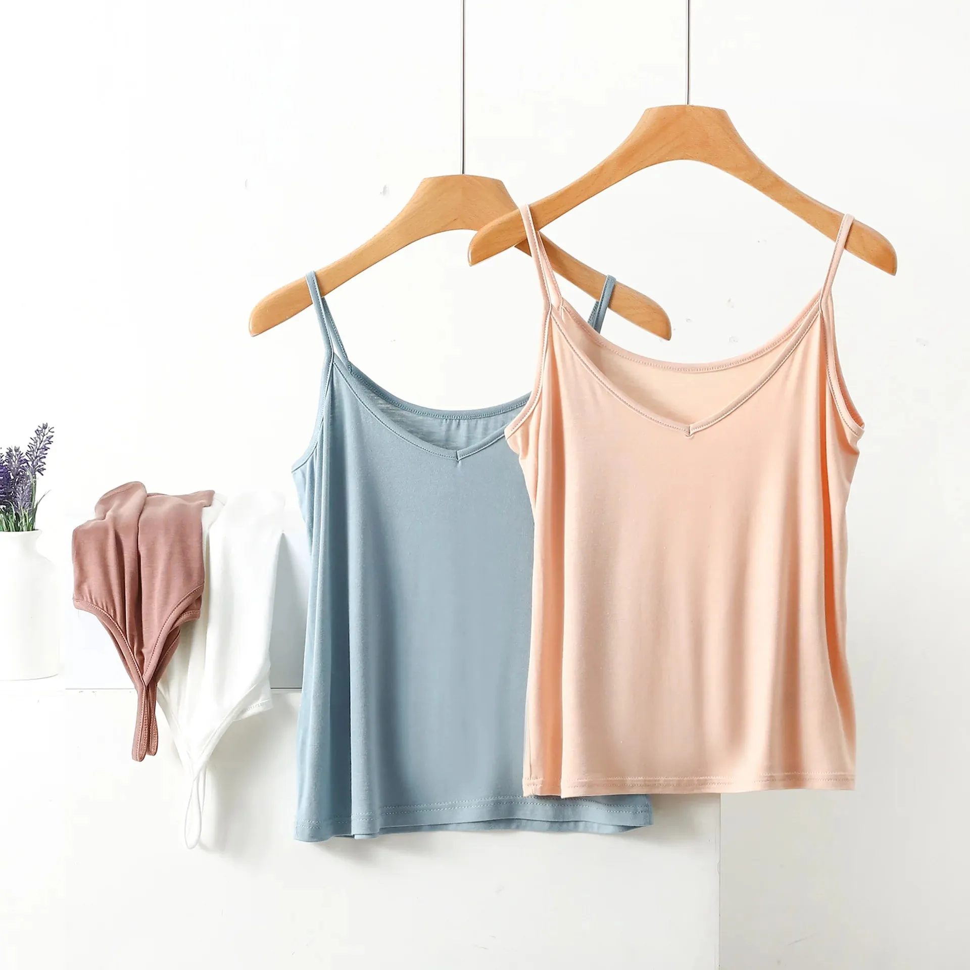 Spaghettiträger-Top für Damen, Neckholder, V-Ausschnitt, Basic-Cami, ärmellose Tanktops, Damen-Sommer-Unterhemd, einfarbig — image 4