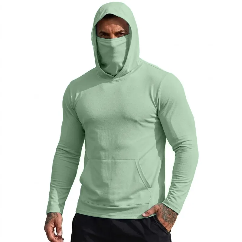 Maglietta da uomo con protezione solare, maglietta con cappuccio, ad asciugatura rapida, felpa a maniche lunghe, leggera, performante, per l'escursionismo, magliette da sole all'aperto — image 12