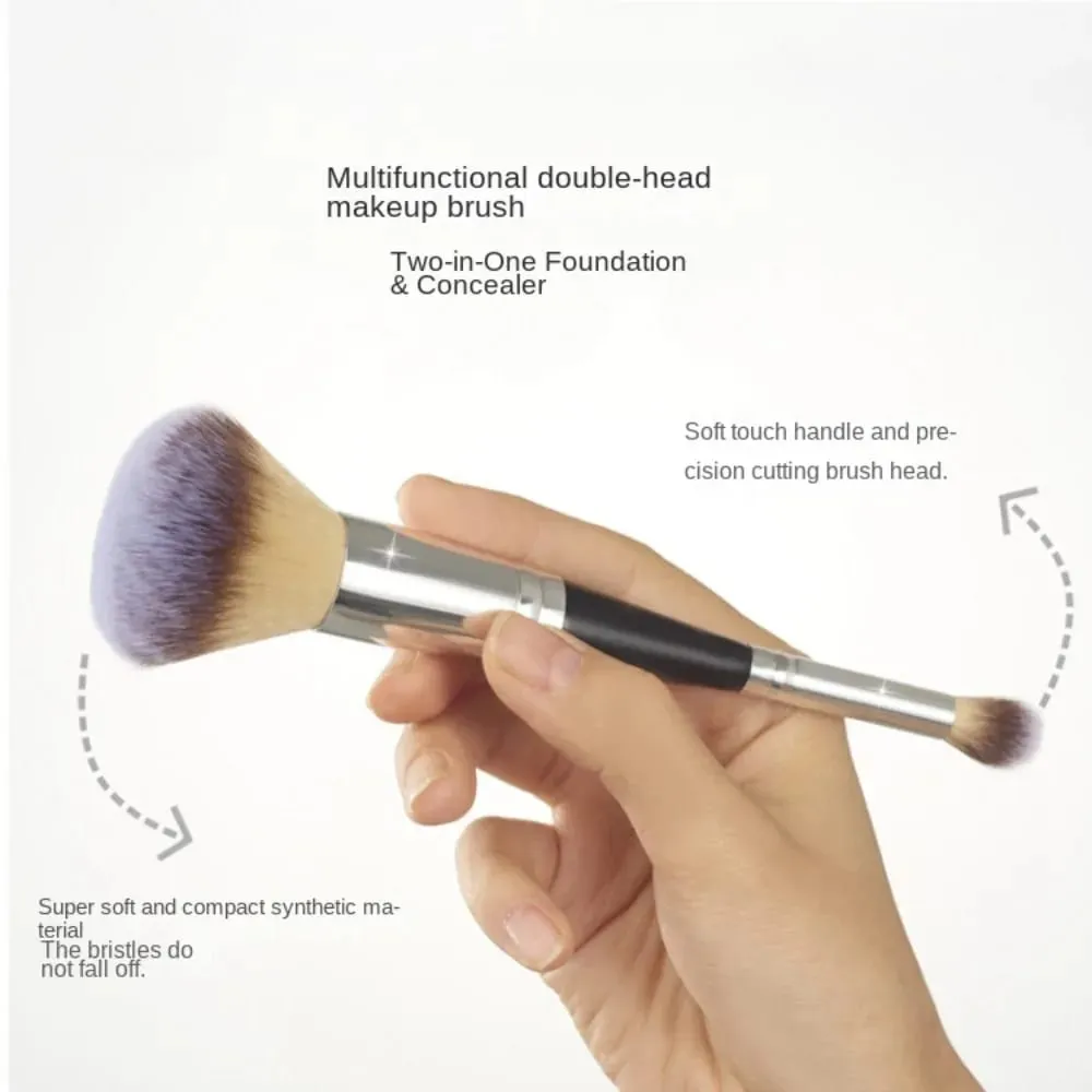 Abgerundeter, sich verjüngender Foundation-Pinsel mit zwei Enden, Make-up-Pinsel mit kurzen Haaren, Make-up-Pinsel mit doppeltem Verwendungszweck für flüssiges Cremepulver — image 4
