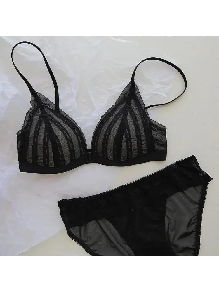 Push Up BH för små bröst - Fram Stäng Spets Bralette Trådlös Demi Triangel Cup Sexiga underkläder Tunna Demi Cup Small Chest — image 4